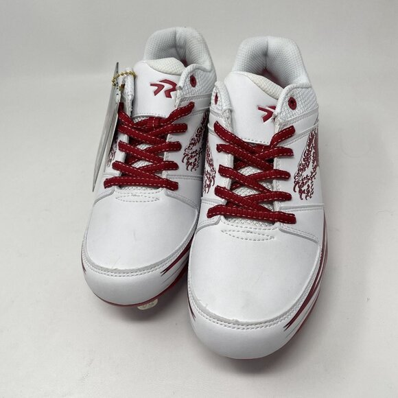 Ringor Flite Spikes Softball Metal‎ Cleats Womens 8.5 Rising Tide White Red New - Picture 2 of 9